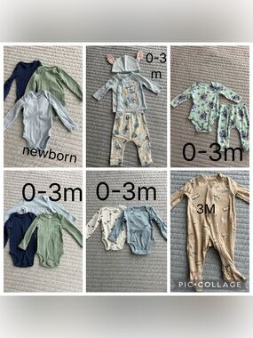 Baby Neutral & Pastel Onesies and Outfit Bundle - Greens, Blues, Creams